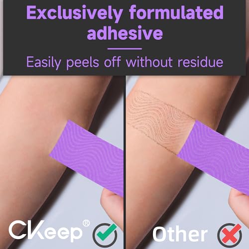 CKeep Uncut Kinesiology Tape(2 Rolls), Original Cotton Elastic Premium Athletic Tape,Latex Free Hypoallergenic, 2inch x 16ft, Purple - Thumbnail 3
