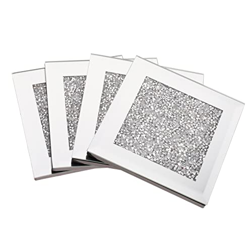 Ipetboom 4piezas Posavasos De Vidrio Cuadrados Decoración De Mesa De Cocina Posavasos para Bebidas Diseño De De Imitación Adecuado para Fiestas Navideñas