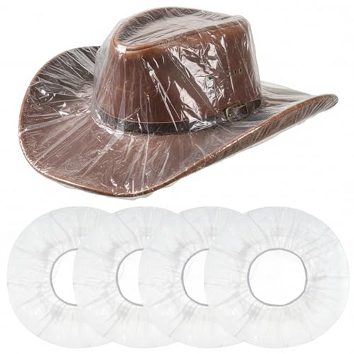 Cowboy Hat Cover 4 Pcs Waterproof Plastic Cowboy Hat Protector Travel Hat Rain Covers for Storage Dust Unisex Clear