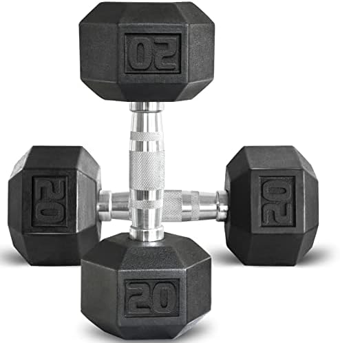 Balelinko Rubber Grip Encased Dumbbell Cast Iron Weight with Anti-Slip Handle – 3-100LBS for Exercises – Strength Training Equipment – Home Gym Accessories – Full Body Workout – Muscle Building