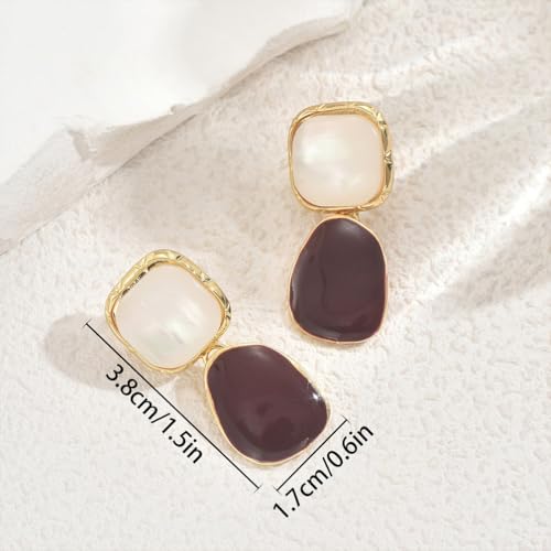 Statement Gold Drop Earrings Dangly for Women Dainty Unique White Dark Red Crystal Dangle Stud Earring Minimalist Geometric Prom Party Jewelry Gifts2