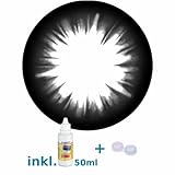 Matlens - Pro Trend Farbige Kontaktlinsen mit Stärke Black schwarz Big Eyes Circle Linsen WPA-120 1 Kontaktlinsenbehälter 1 Pflegemittel 50ml