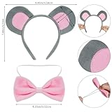 obmwang 3 Pieces Mouse Costume Set Mouse Ears Headband Bow Tie and Tail for Halloween Dress Up Party