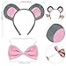 obmwang 3 Pieces Mouse Costume Set Mouse Ears Headband Bow Tie and Tail for Halloween Dress Up Party