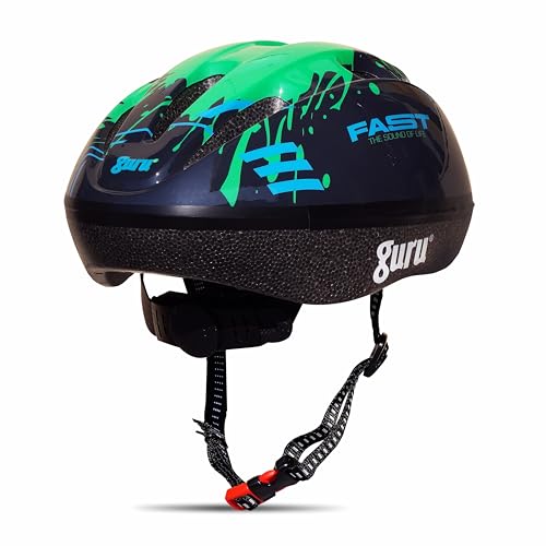 Image of GURU Cycling Helmet, Light Weight with Superior Ventilation, Helmet for Mountain, Road Bike & Skating Helmet with Premium Black EPS Foam Lining, Ideal for Adults and Kids