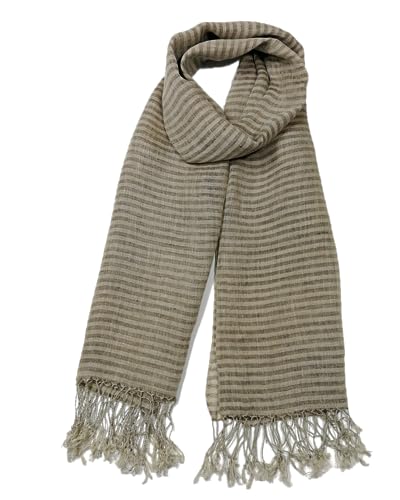 Image of Shanlin Unisex Natural Color 100% Linen Scarves for Men and Women