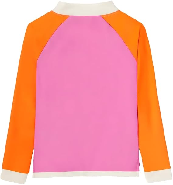 Kietla Pink Red UPF 50+ UV ve UVB Korumalı Turuncu Pembe Renk Çocuk için Deniz ve Havuz Uzun Kollu Tişört Mayo