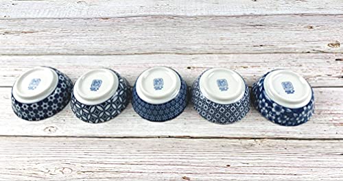Japanbargain 4683, Set Of 5 Japanese Porcelain Bowl Set Gift Set,Traditional Japanese Inspired Pattern Bowls, Made In Japan, 4-1/2" Diameter #TOP5