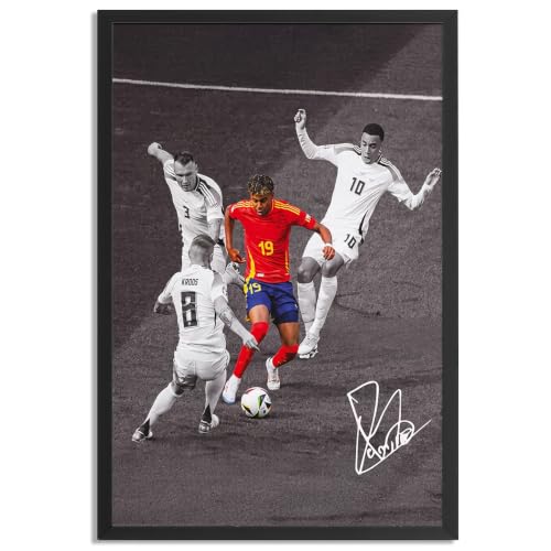 [Black Framed] Lamine Yamal Soccer Legend Signed Soccer Poster Lamine Yamal Posters Canvas Prints Picture For Teen Boy Girls Gifts