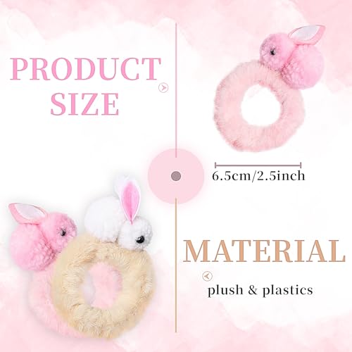 Diuewow 2WU-45-THICK BUNNY TIE-2PCS 2Pcs Easter Day Hair Scrunchies Stuffed Rabbit Hair Ties Elastic With Bunny Soft Elastic Hair Bands Pink Red Hair Ties Plush Rabbit Hair Thick Rope Ponytail Holders thumb #6