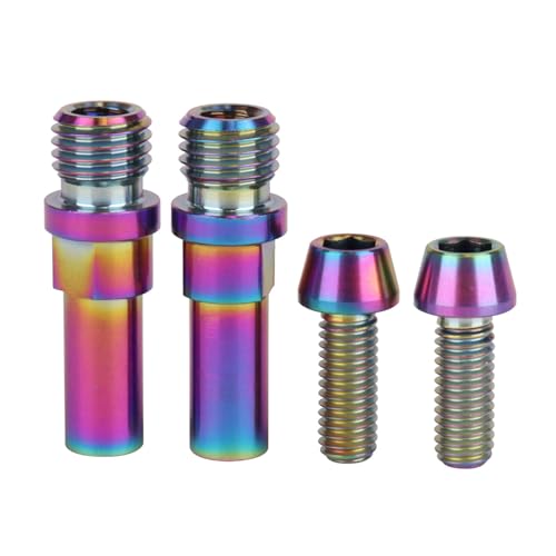Image of Titanium Ti V-Brake Bosses Bolts, M10x1.25mm & M6x16mm Screws, for Bicycle (Rainbow, 2pcs M10+2pcs M6)