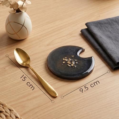 Image of The Earth Store Pink Artisan Wave Coffee Mug with Lid and Spoon Set of 2 | 340ML Ceramic Coffee Mugs Set of 2 | Resin Art Wooden Lid & Golden Spoon | Premium Coffee Mugs for Gift
