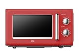 Silva Schneider MW-R 25.3 Retro Mikrowelle 20L, 700 Watt, 6 Leistungsstufen, Timer, verchromte Knöpfe & Griff, Endsignal – Farbe Rot