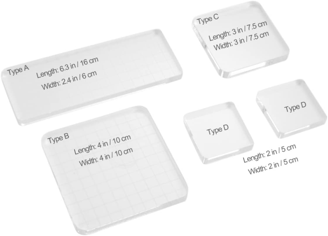 5pcs Acrylic Stamping Blocks Set Essential Stamping Tools Grid Lines for DIY Projects