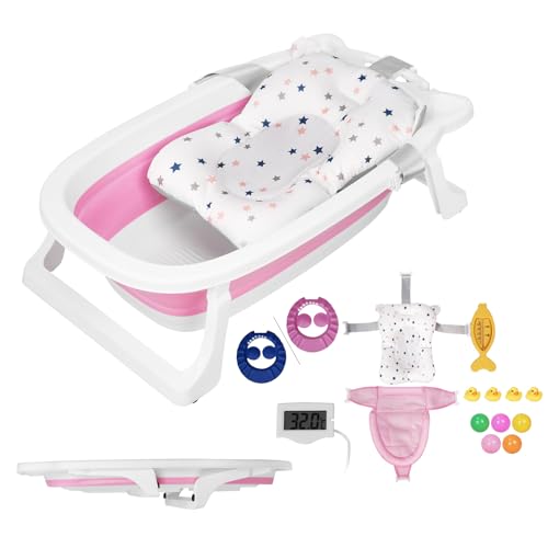 Baignoire Pliable Pour Bébé, Bain Bébé avec Support, Baignoire bebe pour Douche avec pieds Antidérapants et...