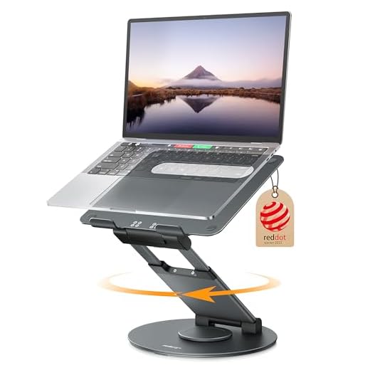 Nulaxy Telescopic 360 Rotating Laptop Stand for Desk Adjustable Height Swivel Pull Out Design Ergonomic Laptop Riser Standing Desk Converter Fits All 10-17" Laptops Computer MacBook, Gray