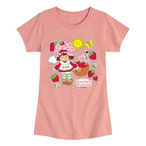 Strawberry Shortcake - Vintage Stickers Style - Toddler and Youth Girls Fitted Short Sleeve Graphic T-Shirt