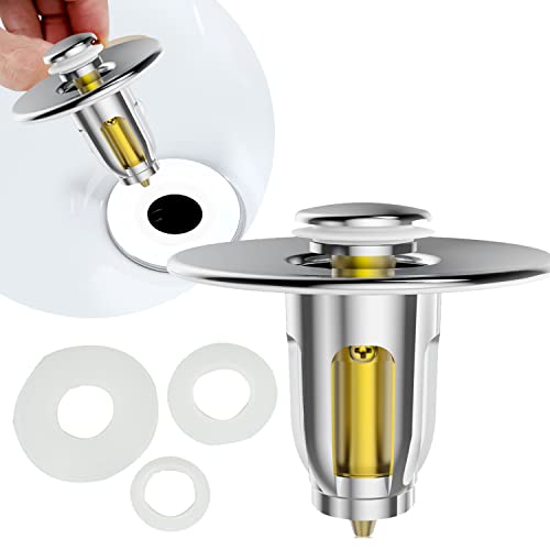 Tapón de lavabo universal para baño y cocina Bullet Core push tipo fregadero, filtro de desagüe pop-up, repuesto para grifos de fregadero sin rebosadero, extensiones de pelo con cestas Cover