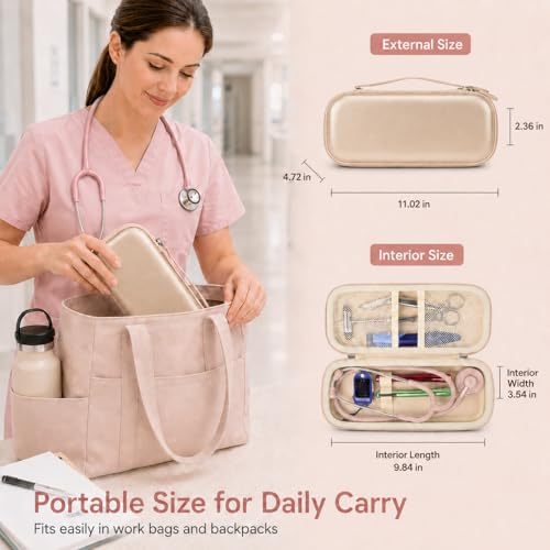 Image of ALKOO Stethoscope Case for 3M Littmann Classic III /Cardiology IV, Rosegold | for MDF Acoustica Stethoscopes, for Nurses, Doctors, Nursing School Essentials, Students, Clinic, EMS, Travel, Hard Bag Only