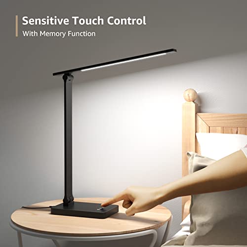 Lepro Desk Lamp, LED Desk Lamp with Power Adapter, 9.2W 750lm, Dimmable Desk Lamps Office, 5 Brightness Levels x 5 Colour Modes, Touch Control, Suit for Office, Study, Bedroom, Nails, Reading, Black - Image 4