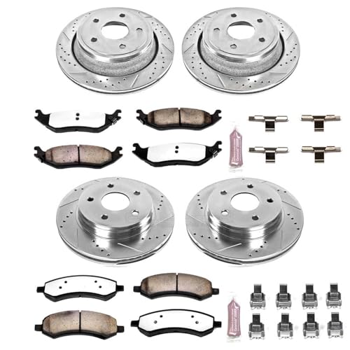 PowerStop Front & Rear Brake Kit For Chrysler Aspen 2007-09 |Dodge Durango 2007-09 |Ram 1500 2006-18 - Truck & Tow Carbon Fiber Ceramic Brake Pads + Drilled & Slotted Rotors Upgrade, K2164-36 - Image 3