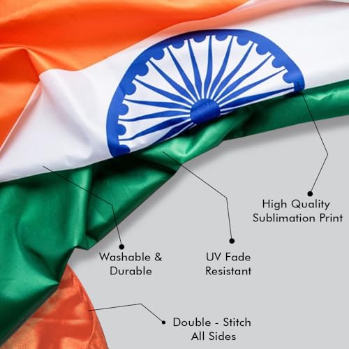 Image of The Flag Company Indian National Flag 1ft x 1.5ft (12 x 18 Inches) | Premium Polyester Fabric | Fade Resistant Tiranga Flag for Indoor & Outdoor Use | Bharat Flag for Home, Office, School & National Celebrations