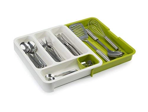 Risecollection Plastique Tiroir Organisateur Extensible Couverts Plateau, Vert Et Blanc | Fournitures-Act-079