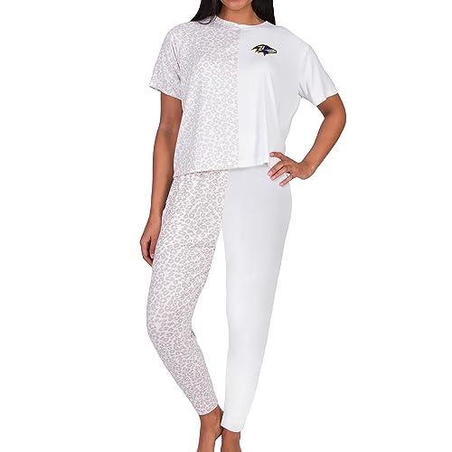 Concepts Sport Women's Cream Baltimore Ravens Brightside T-Shirt & Pants Sleep Set