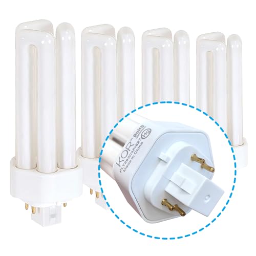 KOR (Pack of 4 26 Watt Triple Tube - GX24Q-3 (4 Pin) Base -3500K White - CFL Light Bulb - Replaces Sylvania 20881 CF26DT/E/IN/835 - Philips 268243 PL-T 26W/35/4P/ALTO - GE 97616 F26TBX/835/A/ECO
