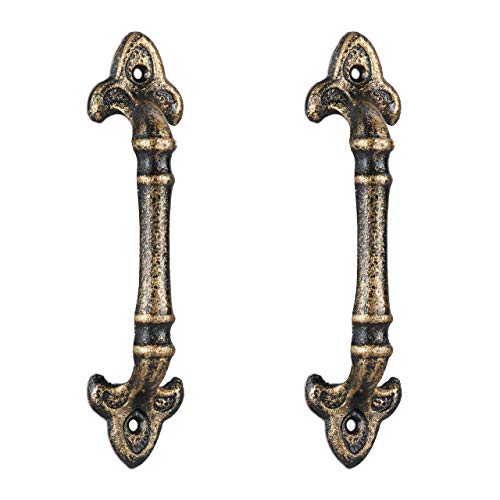 Relaxdays Tiradores de Muebles Antiguos, 2 Manijas Puertas Armarios y Cajones, Hierro Fundido, 20cm, Bronce