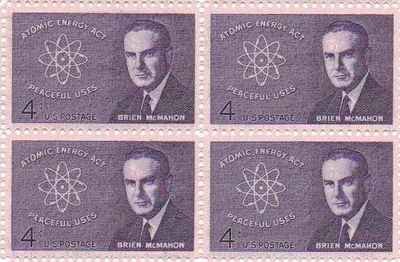 Atomic Energy Act Brian McMahon Set of 4 x 4 US Postage Stamps Scott #1200