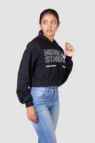 Image of Baggy Fit Hooded Sweatshirt Drop Shoulder |Printed Full Sleeve Hoodie for Women