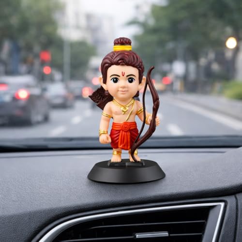 Image of Ram Ji Idol | Cute Lord Ram Figurine for Car Dashboard, Home Decor & Gift | Premium Hindu God Statue | Decorative Spiritual Murti | Multicolour Pink Gold Red Blue | 10 cm Height
