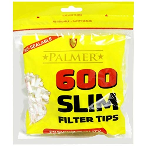 600-15000 x PALMER Cigarette Tobacco Filter SLIM Tips Rolling Paper Resealable Black Yellow Bags Smoking UK FREE P&P (1 x Pack (600 Filter Tips))