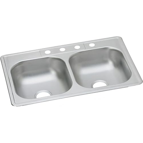 Elkay D23321 Dayton 33" Drop In Double Basin Stainless Steel Kitchen Sink - 4 Faucet Holes