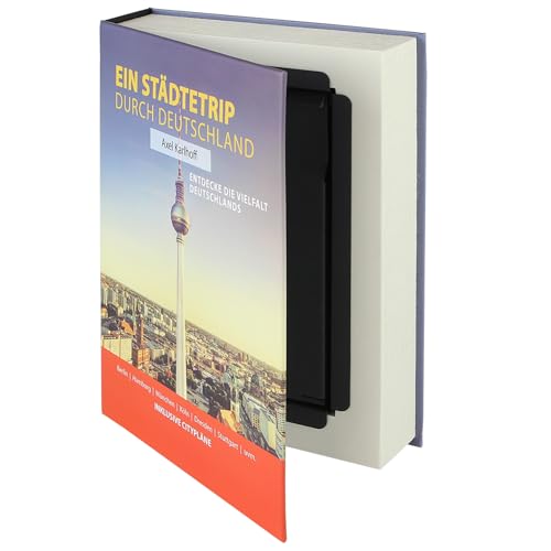 HMF 80915 Buchtresor Geldkassette Papierseiten | 23 x 15 x 4 cm | Städtetrip Deutschland