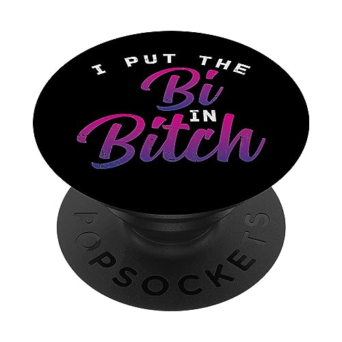 PopSockets I Put The Bi In Bitch Funny Bisexual Pride Flag LGBT Gift PopSockets PopGrip: Swappable Grip for Phones & Tablets