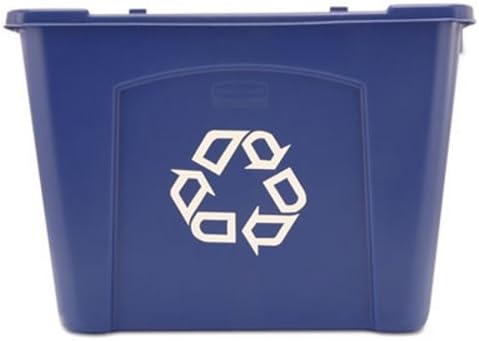 Rubbermaid, 571473 - Papelera de reciclaje apilable, rectangular, polietileno, 14 galones, color azul