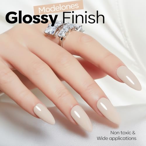 Image of modelones Beige White Gel Nail Polish 15ML, Hema Free Fall Soak-Off UV Gel Polish - 28+Days Long-Lasting Nail Art DIY Manicure Kit Home Salon Women Gifts