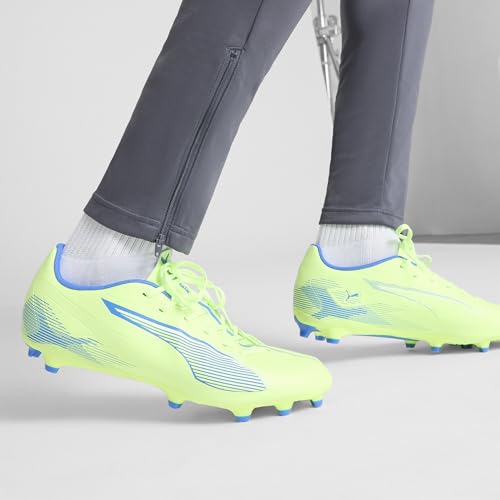 PUMA Puma Men's Ultra 5 Play Firm, Artificial Ground Soccer Cleats, Fizzy Apple-Puma White-Bluemazing, 9