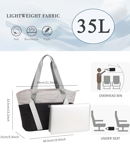 TINYAT Quilted Tote Bag for Women Puffer Duffle Bag with Yoga Mat Strap Zipper Travel Bag Large Yoga Gym Tote for Work, Sport3