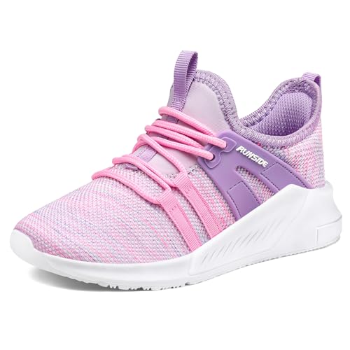 RUNSIDE Boys Girls Tennis Shoes Kids Lightweight Breathable Sneakers Lace-up Running Athletic Shoes for Toddler/Little Kid/Big Kid