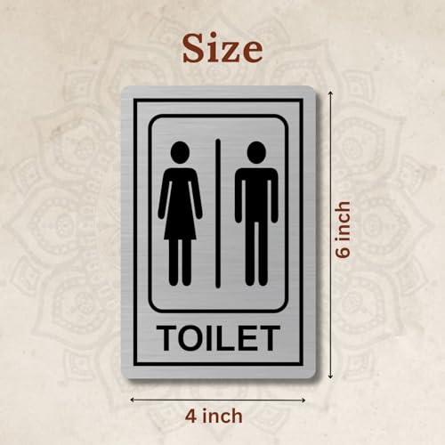 Image of Gents & Ladies Washroom Toilet Sign Board Self Adhesive Restroom Sign for Glass & Wooden Doors Ideal for Offices, Hospitals, Malls, and Businesses (6 inchx4 inch Stainless Steel)
