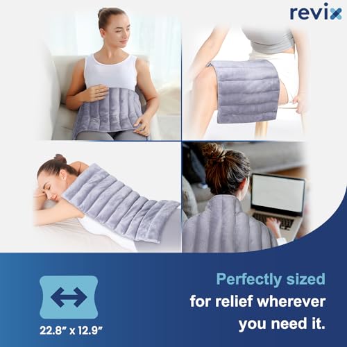 Image of REVIX Extra Large Microwave Heating Pad for Back with Moist Heat, Microwavable Heated Wrap for Full Back, Stomach, Shoulder and Neck,Leg, Support Cold Therapy