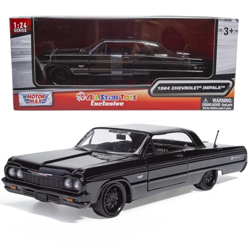 All Star Toys 1964 Impala Black with Custom Deep Dish Wheels 1/24 Diecast Model...