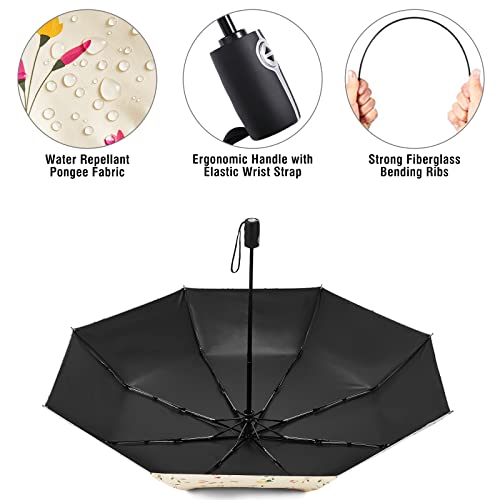 G4Free Upf 50+ Uv Protection Large Travel Umbrella 46 Inch Auto Open Close Windproof Compact Sun Blocking Umbrella With Flower Pattern (Flower) #TOP3