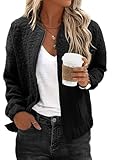 EVALESS Spring Outfits for Women Business Casual Cute Floral Bomber Quilted Jackets Long Sleeve Oversized Tops Winter Coat Work Clothes for Women Fashion 2025 Crop Black Jackets with Pockets, X-Large