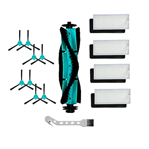 F/T 14 pezzi di ricambio per aspirapolvere DEENKEE DK600, 1 spazzola rotante, 4 filtri Hepa, 8 spazzole laterali