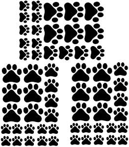 JUMRHFAN 60 PCS Dog Paws Wall Decal Vinyl Stickers, Removable Animal Footprint Wall Decoration, Available in 3 Sizes DIY Sticker Mural Sets for Bedroom Living Room Office Playroom Classroom