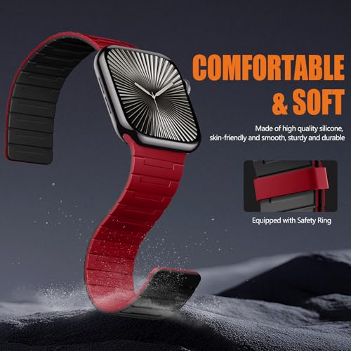 Image of SNBLK Magnetic Watchband Compatible with Apple Watch for Men 44mm 45mm 46mm 49mm 42mm 41mm 40mm 38mm Women, Silicone Sport Strong Magnet Strap for iWatch Series 11 Ultra 3 Ultra 2 Se 10 9 8 7 6 5 4 1